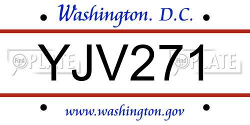 YJV271 District Of Columbia License Plate