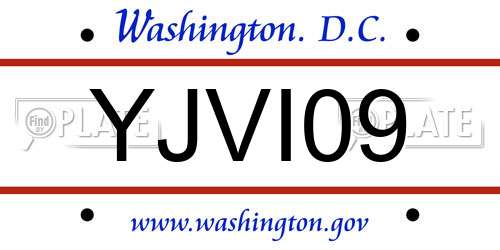YJVI09 District Of Columbia License Plate
