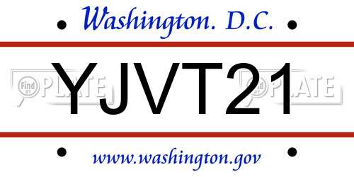 YJVT21 District Of Columbia License Plate