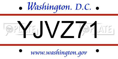 YJVZ71 District Of Columbia License Plate