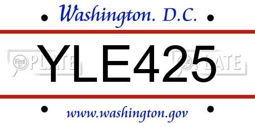 YLE425 District Of Columbia License Plate