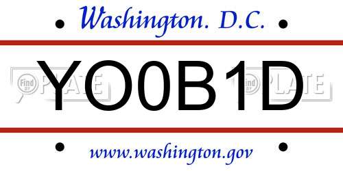 YO0B1D District Of Columbia License Plate
