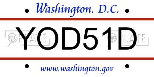 YOD51D District Of Columbia License Plate