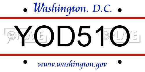 YOD51O District Of Columbia License Plate