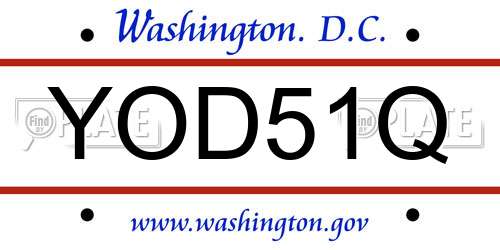 YOD51Q District Of Columbia License Plate