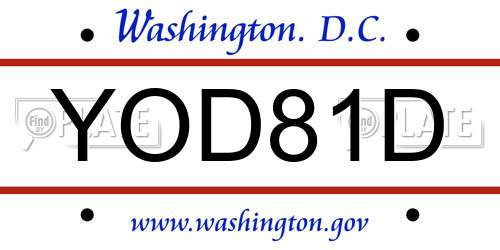 YOD81D District Of Columbia License Plate