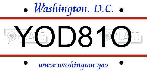 YOD81O District Of Columbia License Plate
