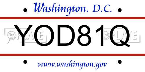 YOD81Q District Of Columbia License Plate