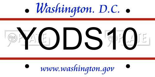 YODS10 District Of Columbia License Plate