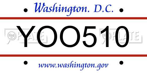 YOO510 District Of Columbia License Plate