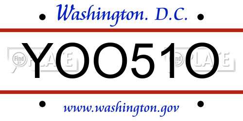 YOO51O District Of Columbia License Plate