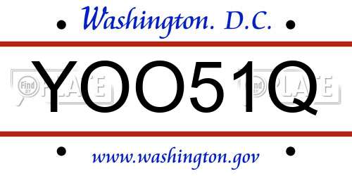 YOO51Q District Of Columbia License Plate