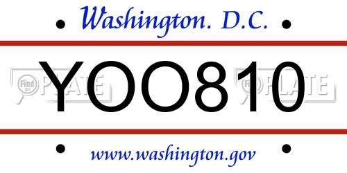 YOO810 District Of Columbia License Plate