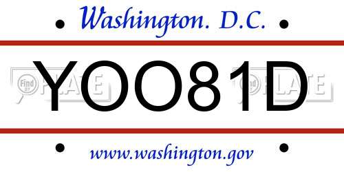 YOO81D District Of Columbia License Plate