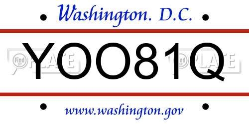 YOO81Q District Of Columbia License Plate
