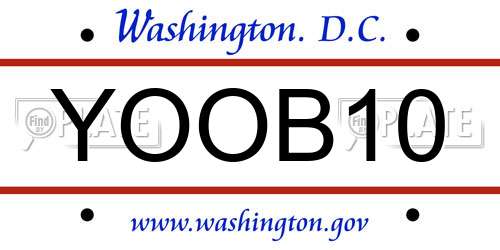 YOOB10 District Of Columbia License Plate