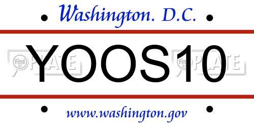 YOOS10 District Of Columbia License Plate
