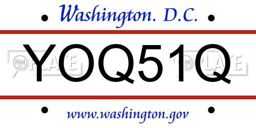 YOQ51Q District Of Columbia License Plate