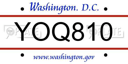 YOQ810 District Of Columbia License Plate