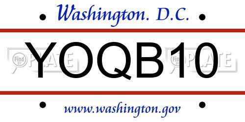 YOQB10 District Of Columbia License Plate