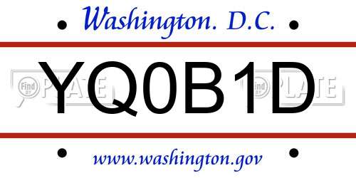 YQ0B1D District Of Columbia License Plate