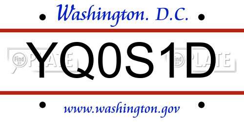 YQ0S1D District Of Columbia License Plate