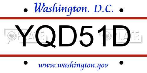 YQD51D District Of Columbia License Plate