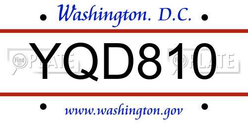 YQD810 District Of Columbia License Plate