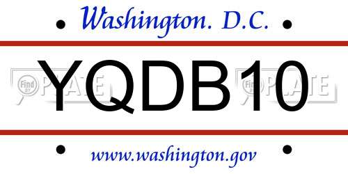 YQDB10 District Of Columbia License Plate