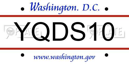 YQDS10 District Of Columbia License Plate