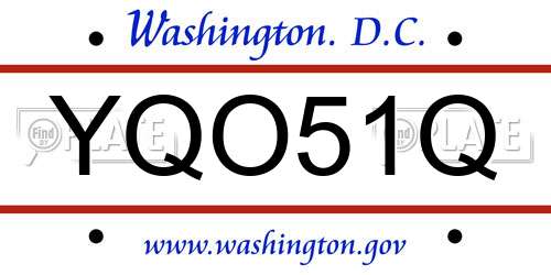 YQO51Q District Of Columbia License Plate