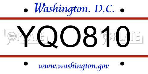 YQO810 District Of Columbia License Plate