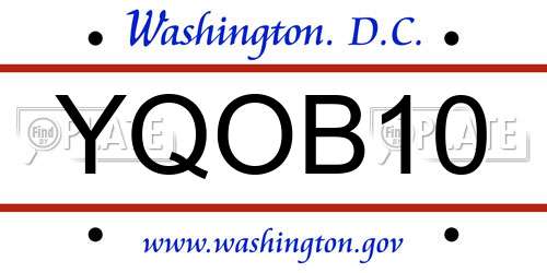 YQOB10 District Of Columbia License Plate