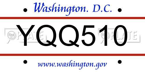 YQQ510 District Of Columbia License Plate