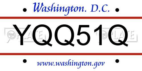YQQ51Q District Of Columbia License Plate