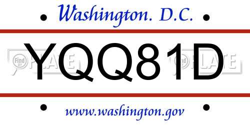 YQQ81D District Of Columbia License Plate