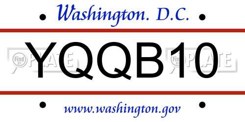 YQQB10 District Of Columbia License Plate