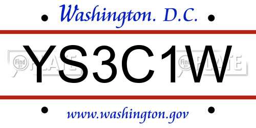 YS3C1W District Of Columbia License Plate