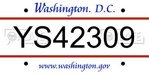 YS42309 District Of Columbia License Plate