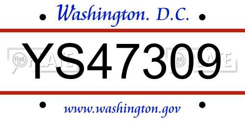 YS47309 District Of Columbia License Plate