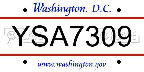 YSA7309 District Of Columbia License Plate