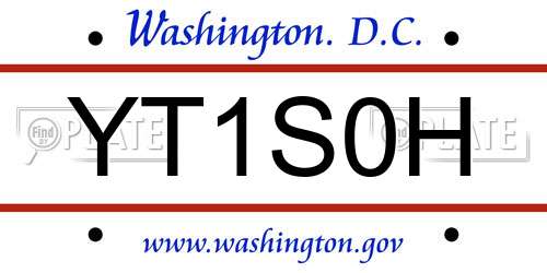 YT1S0H District Of Columbia License Plate