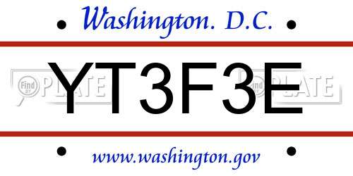 YT3F3E District Of Columbia License Plate