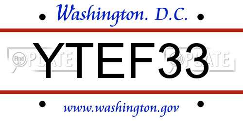 YTEF33 District Of Columbia License Plate