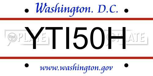 YTI50H District Of Columbia License Plate