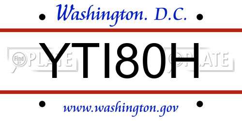 YTI80H District Of Columbia License Plate