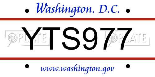 YTS977 District Of Columbia License Plate