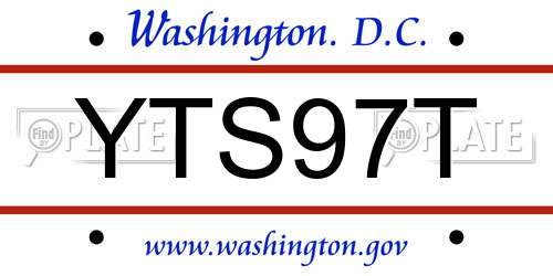 YTS97T District Of Columbia License Plate