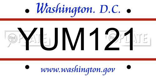 YUM121 District Of Columbia License Plate