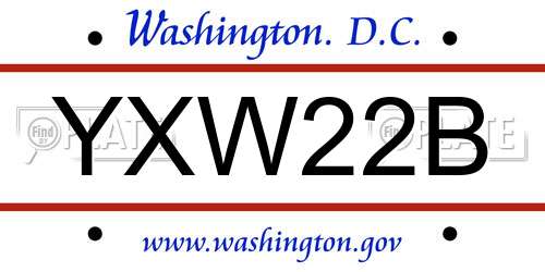 YXW22B District Of Columbia License Plate
